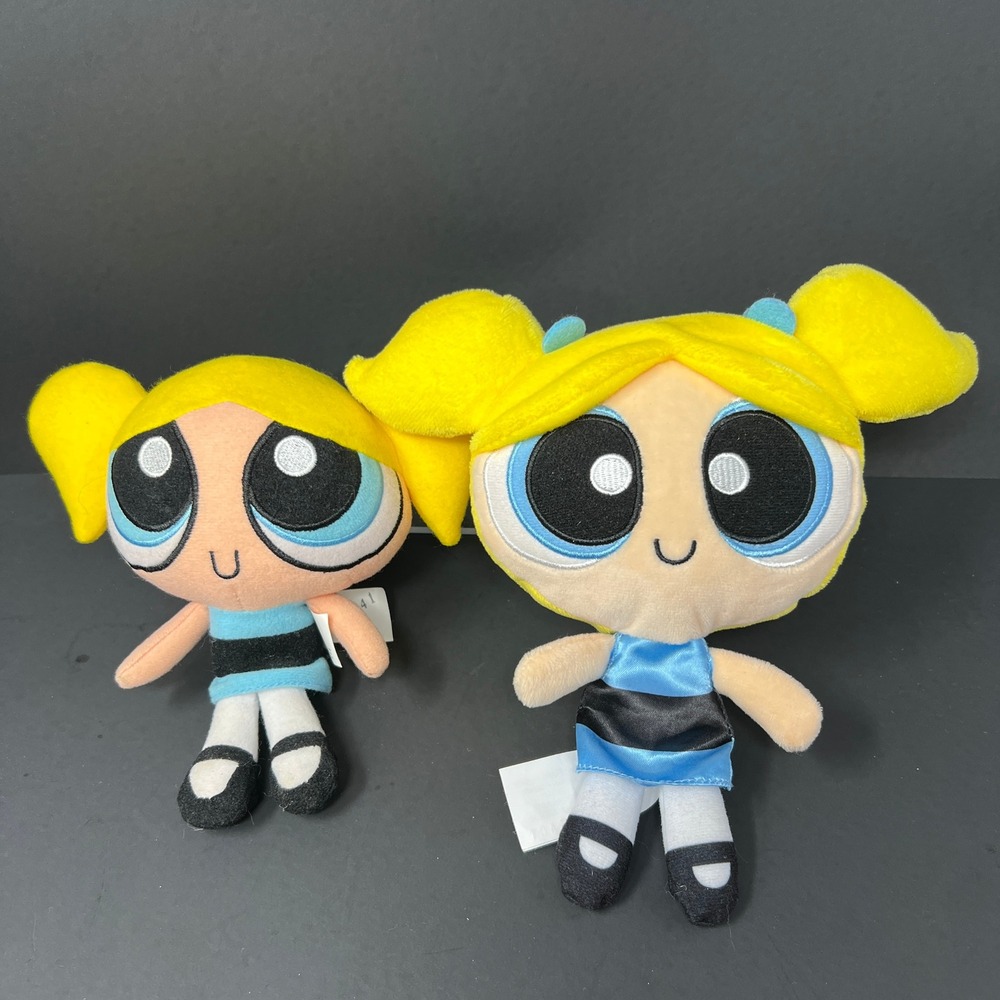 Cartoon Network Powerpuff Girls Plush Bubbles 6 and 7.5 Inch Yellow Blue Set 2